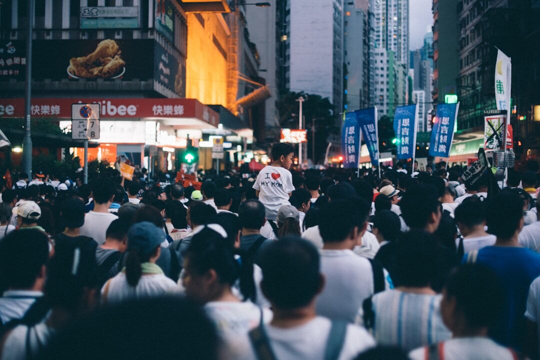 protest march in city